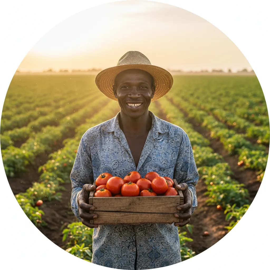 Producteur portant une cagette de légumes